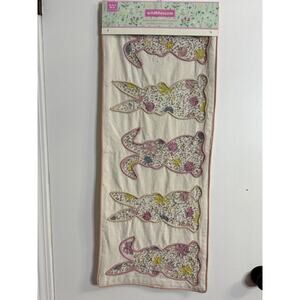 14X36 Easter Table Runner Crafted in India Beaded & Embroidered Cottage Core